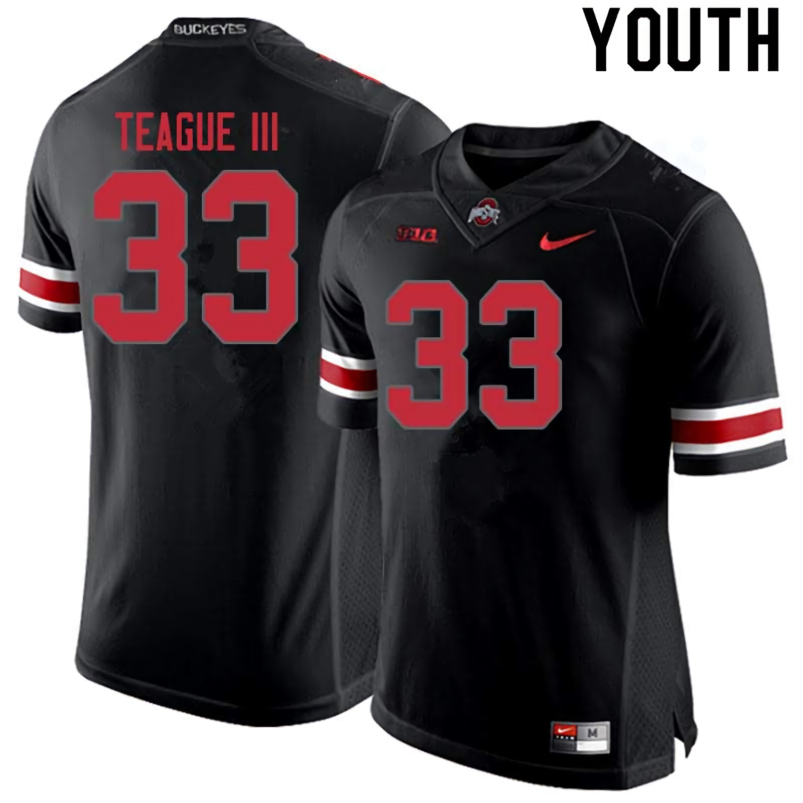 Master Teague III Ohio State Buckeyes Youth NCAA #33 Nike Blackout College Stitched Football Jersey QUG6556OB